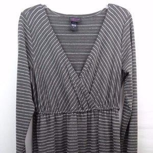 Torrid Gray Striped Sweater Dress V Neck Long Slv